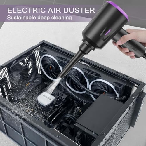 Meudeen Air Duster - Compressed Air - 5.74 oz High Power Cleaning for Computer - PC - 2 Gear Air Blower (Black Purple) - color: Black Purple