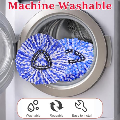 RinseClean Spin Mop Replacement Head for O Cedar RinseClean 2 Tank System, 2 Microfiber Mop Refills, 1 Base and 1 30-58in Handle, Scrubber Brush for Ocedar, Mop Refills Deep Cleaning Machine Washable