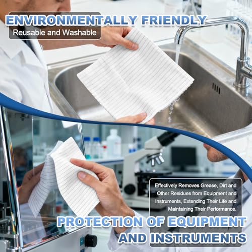 Anti-Static Microfiber Wipes 9"x9"(100 Pcs,Class 100, 200GSM) Lint Free Cloths Reusable Special ESD Protection Design is Suitable for Protecting Sensitive Electronic Components and Tools - size: 9" x 9" (Pack of 100)