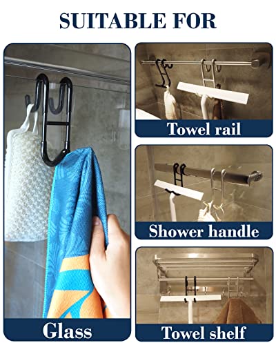 NACETURE Double Shower Door Hooks - Shower Hook Over The Door Towel Hook for Frameless Glass, Bathroom Hooks for Squeegee Rack, Robe, Organize (2 Pack) - style: Clear 2 Pack
