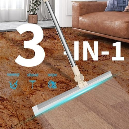 Magic Broom Sweeper for Floor Cleaning – Multifunctional Silicone Wiper Mop with Stainless Steel Extendable Handle – Wet & Dry Use – Bathroom Floor Wiper & Window Squeegee Viper
