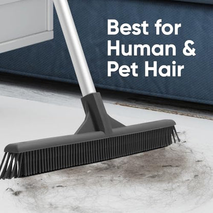Superio 16 Silicone Pet Hair Remover Broom & 16 Dustpan with Comb, Rubber Lip & Clip - Carpet Rake Floor Cleaning Set for Carpet, Hardwood & Tile - Removes Fur, Dust & Debris - size: Broom with Dustpan