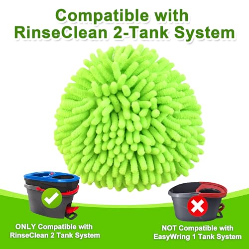 Mop Replace Head for O Cedar, Spin Mop Heads Replacements for Ocedar RinseClean 2 Tank Spin Mop, Chenille Duster for Ocedar Mop Include 3 Pack Microfiber Chenille Mop Pad for Ocedar Spin Mop - size: for Ocedar 2 Tank
