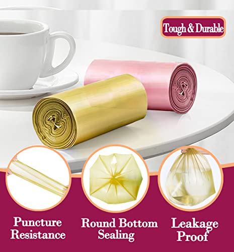 4 Gallon 180pcs Small Gold Trash Bags Strong Golden Garbage Bags, Bathroom Trash Can Bin Liners, Gold Plastic Bags for Home Office, Waste Basket Liner, Fit 12-15 Liter, 3.5,4,4.5 Gal（Golden 180） - color: Gold, size: 180 Count (Pack of 1)