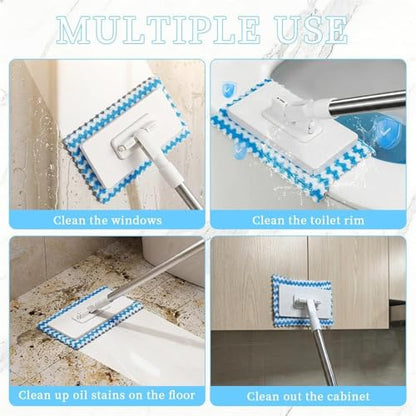 Lazy Mop for Wet and Dry, Clip Grip Mop with 360° Swivel Head, Long Handle Floor Mops, Dust Broom Mops for Floor Cleaning for Household Apartment Bedroom Bathroom Living Room Marble Tile