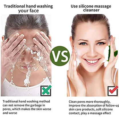 Silicone Face Scrubber for Men Facial Cleansing Brush Silicone Face Wash Brush Manual Waterproof Cleansing Skin Care Face Brushes for Cleansing and Exfoliating (Green) - color: Green