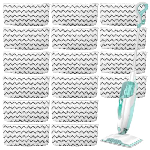 16 Pack Microfiber Steam Mop Replacement pads for Shark Steam Mop S1000, S2001,S1000A, S1000C, S1000WM, and S1001C,Washable & Reusable Steam Mop Pads Safe for all Floor have Super-Absorbent - size: Shark-16PCS