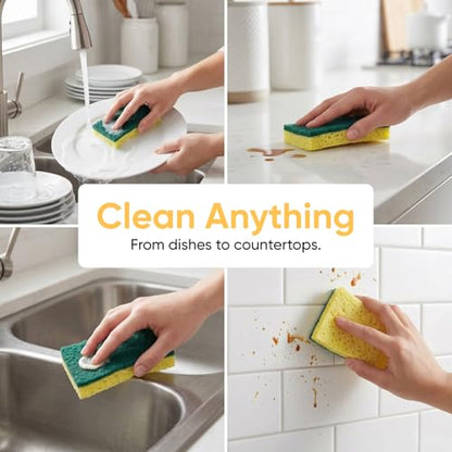 Scrubee Heavy Duty Scrub Sponge with Scouring Pad, Kitchen Dishwashing, Sink, Pot, and Frying Pan Cellulose Scrubber Sponge Non-Scratch, by Superio, 2-Pack (4.5" Sponge) - color: Green, size: 2-pack