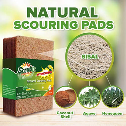 SCRUBIT Natural Scouring Pads (12 Pack) - Eco Friendly Scrubbing Pads for Kitchen Cleaning, Dishes, and Pots - Non-Scratch Kitchen Scrubbers - 100% Natural Sisal Fibers (12 Pack) - size: 6 Count (Pack of 2)
