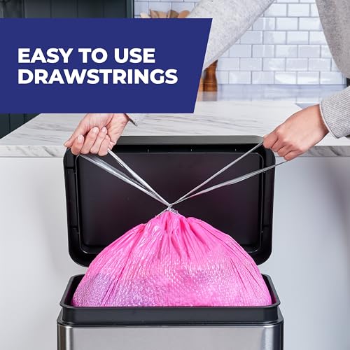 Hefty Ultra Strong 13 Gallon Trash Bags, Tall Kitchen Trash Bags 13 Gallon Size, Resist Leaks, Punctures, and Rips, Continuous Odor Control, Pink, Fabuloso Watermelon Scent, 110 Bags - size: 1 Count (Pack of 110), style: Fabuloso Watermelon- Pink