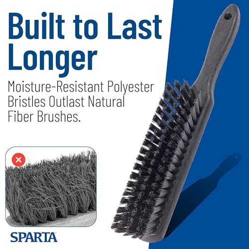 SPARTA 8 Inch Soft Counter Brush with Polyester Bristles and 5 Inch Handle, Color Coded Handheld Broom for Tables Countertops and Foodservice Surfaces, 13 Inch Overall Length, Black, Pack of 6 - color: Black