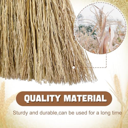 Suclain 4 Pcs 12 Inch Whisk Broom Hand Held Mini Corn Straw Whisk Broom Short Handle with Metal Hanger Halloween for Multi Surface Sweeping Small Hand Brush for Outdoor Car Porch Debris Dust Dirt