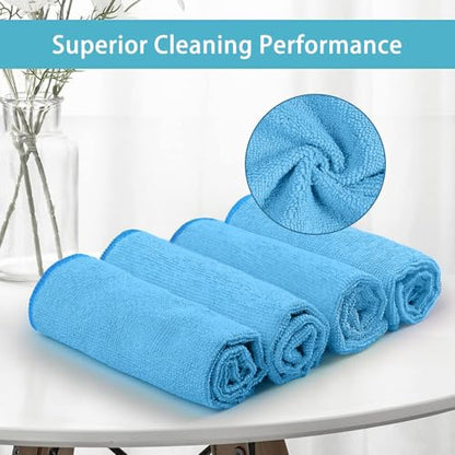 HOMEXCEL Blue Microfiber Cleaning Cloth 100 Pack, Microfiber Towel for Cars, Lint Free, Scratch-Free, Highly Absorbent, and Cleaning Rags for House, Window and Glass, Cars, TV Screen 11.5 X11.5 inch - color: Blue