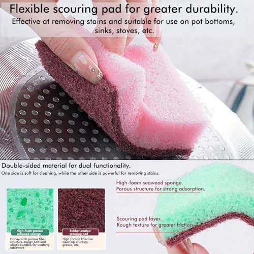 Non-Scratch Household Cleaning Sponges- Scrubbing Dish Sponge Ideal for Washing Kitchen,Dishes, Bathroom &More - 3 Kitchen Cleaning Sponges
