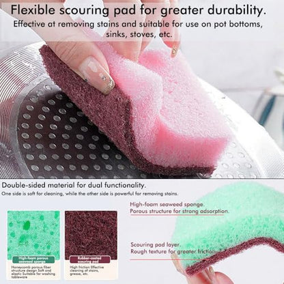 Non-Scratch Household Cleaning Sponges- Scrubbing Dish Sponge Ideal for Washing Kitchen,Dishes, Bathroom &More - 3 Kitchen Cleaning Sponges