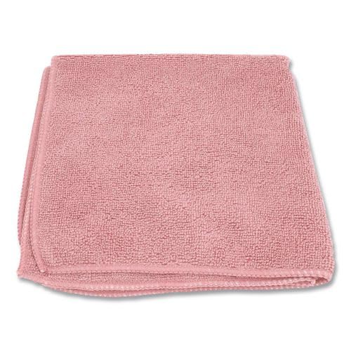 Boardwalk Microfiber Cleaning Cloths, 12-Pack, Pink, 12" Square, Superior Absorption, Washable, Lint & Streak Free, Used Wet Or Dry - color: Pink