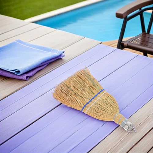 IMIKEYA Heavy Duty Outdoor Whisk Broom with Hanging Loop, Straw Cleaning Brush for Courtyard and Garage Sweeping, Portable Handheld Patio Sweeper for Leaves and Debris Removal