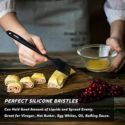 Walfos 3 Size Basting Brush, 600°F High Heat Resistant Silicone Pastry Brushes for BBQ, Baking, Kitchen Cooking, Desserts- BPA Free&Dishwasher Safe - color: Black, size: Extra Large + Large + Small