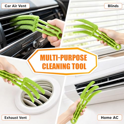 4 Pcs Window Blind Cleaner Duster Tool, Wood Blinds Cleaners Brush Tools with 4 Reusable Microfiber Sleeves for Window Shutters Blind Air Conditioner Jalousie Dust