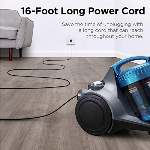 Eureka WhirlWind Bagless Canister 2.5L Vacuum Cleaner, Lightweight Vac for Carpets and Hard Floors, NEN110A, Blue - color: Blue