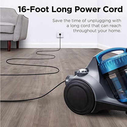 Eureka WhirlWind Bagless Canister 2.5L Vacuum Cleaner, Lightweight Vac for Carpets and Hard Floors, NEN110A, Blue - color: Blue