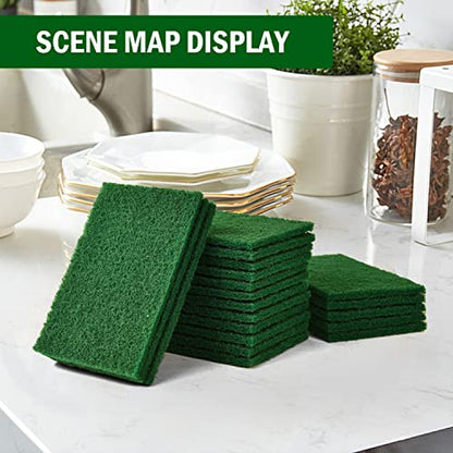 YoleShy 20 PCS Scouring Pad, Dish Scrubber Scouring Pads, 4.5 x 6 inch Green Reusable Household Scrub Pads for Dishes, Kitchen Scrubbers & Metal Grills - color: 20 Pcs