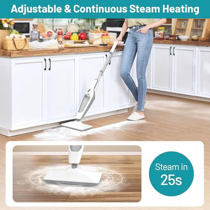 Steam Mop for Floor Cleaning, 12 in 1 Handheld Steam Cleaner for Home, Floor Steamer for Hardwood Windows Tile Laminate Shutter & Clothes with Attachments (grey)