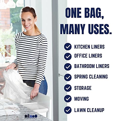 Plasticplace 20-30 Gallon Trash Bags │ 0.7 Mil │ White Garbage Can Liners │ 30" x 36" (200 Count) - size: 1 Count (Pack of 200)