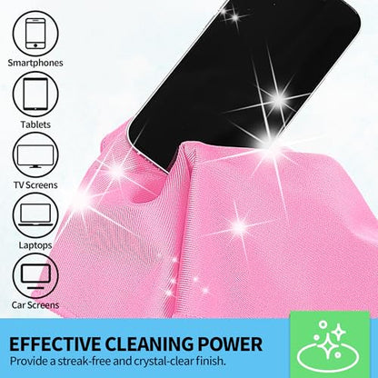 Microfiber Cleaning Cloth - 10 Pack Glasses Cleaning Cloth, 16" x 14" Window Cleaning Rags, Streak Free Lint Free Polishing Cloths Wipes for Eye Glass, Stainless Steel, Windshield, Pink - color: Pink, size: 16" x 14"