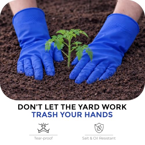 LADWA Non-Slip Household Cleaning Reusable Dishwashing Gloves for Kitchen Gardening Flexible Long-lasting Waterproof Gloves - color: Blue, size: Pack of 5