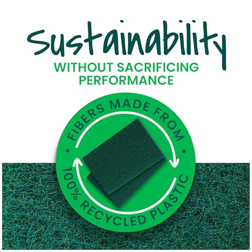 Scotch-Brite Heavy Duty Scouring Pad, Dish Scrubber for Kitchen + Outdoor, 8 Scrub Pads for Uncoated Pots and Pans, Cast Iron Cooktops, Grill Grates, Oven Racks, & BBQ, Durable, Long-Lasting - size: 8 Pads, style: Large