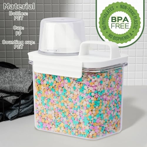 Laundry Detergent Dispenser-1 Pack, 37 oz Detergent Dispenser with 4 Removable Labels, Laundry Soap Dispenser for Laundry Room Organization and Storage, BPA Free & PET Plastic Clear