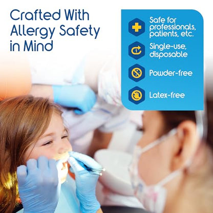 Inspire Black Nitrile Disposable Gloves | 4.5 Nitrile Disposable Safety Medical Cooking Cleaning Gloves - size: Small, style: Blue - Box of 100