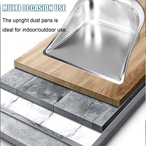 Broom and Dustpan Set for Home, Stainless Steel Broom and Dustpan Set with Long Handle, Heavy Duty Dustpan Broom Set Upright Standing Dust Pan Kitchen and Home Indoor Outdoor