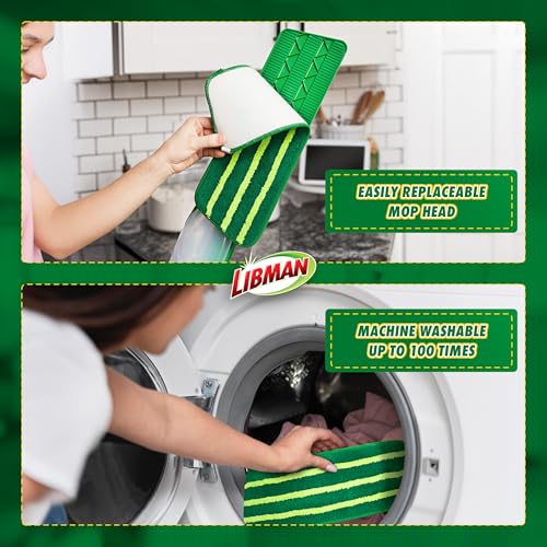 Libman Freedom Spray Mop Kit, Microfiber Wet Mops for Floor Cleaning, Hardwood, Laminate, Tile Cleaner, Household Tool, 24 Oz Solution Tank, Two Extra Replacement Refill Heads Included - style: Spray Mop Kit