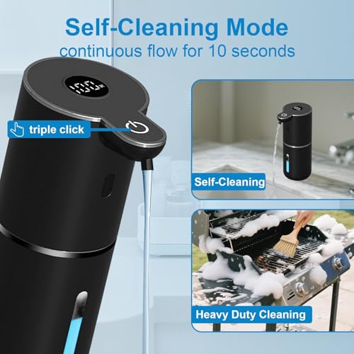 OHIFAST 2 Pack Automatic Liquid Soap Dispenser Touchless, USB Rechargeable Smart Hand Soap Dispenser, 6-Level Adjustable, 12.8oz/380mL, Compatible with Thick Thin Dish Soap for Bathroom Kitchen-Black - color: Black, style: 2 Pack Liquid