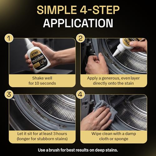 Mold Stain Remover Gel | Heavy Duty Mildew Stain Remover | Tile Grout Cleaner | Home Cleaning Gel for Bathroom Grout, Bathtub, Shower, Caulk & Front Loader Washing Machine Seal | Zyro