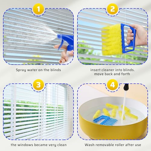 2025 Upgrade 2PCS Blind Cleaner Duster Tool,Window Blinds Cleaner Microfiber Washable,7 Fingers Blind dusters for Cleaning Window,Air Conditioner Vent