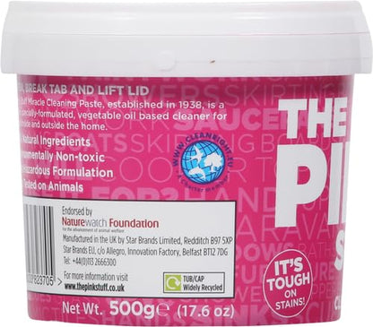 Stardrops The Pink Stuff Cleaning Paste 500g, Multi Purpose Cleaner for Kitchen, Bathroom, Tiles, Glass, Shower, Oven, Sink, Stainless Steel, Removes Grease, Grime & Stains - size: 17.63 Ounce (Pack of 1)