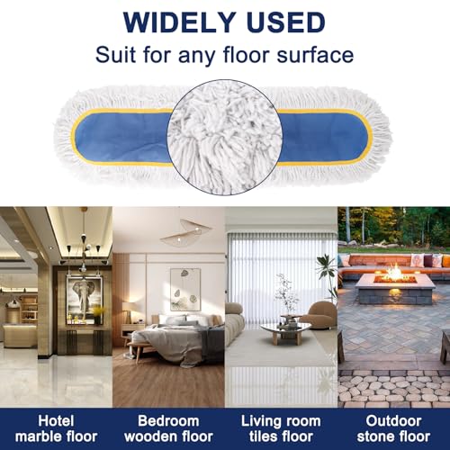 36" Commercial Dust Mop Replacement Heads,2 Pack Reusable Industrial Dust Mop Pads, Washable Cotton Dust Mop Refill for Floor Cleaning & Janitorial Supplies,Only Fits:B0D7MLVMZT,B0DZ2HZD35,B0FHHLCXZ9 - size: 36" Replacement Pads (2-Pack)