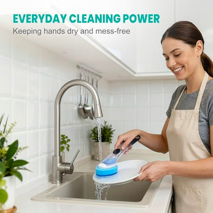 Dish Wand with Handle,Non-Scratch Dishwand Refills Replacement Sponge Heads | Leak-Proof Soap Control Dispenser Scrub Sponges, Advanced Scrubber Brush Pads for Kitchen Cleaning Dishes Sink Washing Tool ﻿ - size: 5Pcs(1Handle+4Refills)
