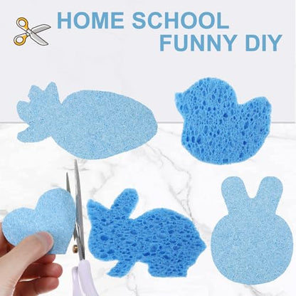 Zhengmy 100 Pieces Sponges Bulk Sponges Kitchen Compressed Sponge Natural Dish Sponge Compressed Wood Pulp Cleaning Without Scratching for Kitchen Bathroom, 3.9 x 2.4 x 0.12 Inch (Blue) - color: Blue