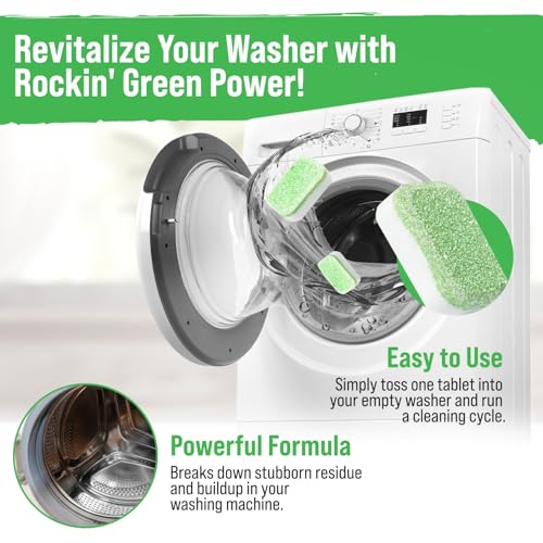 Rockin' Green Deep Cleaning and Deodorizing Tablets for Dishwashers, Washing Machines, and Garbage Disposals, Removes Odor and Residue (Washing Machine Cleaning Tablets, 24 Pack) - size: 1 Count (Pack of 24), style: Washing Machine Cleaning Tablets