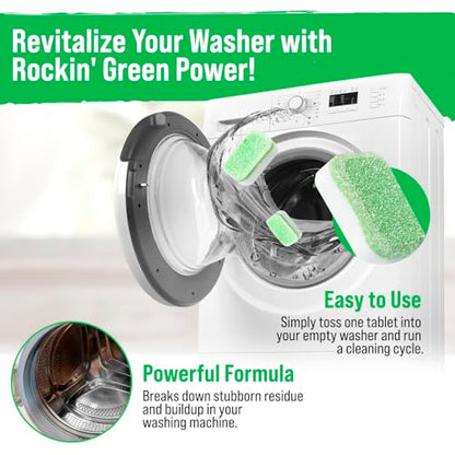Rockin' Green Deep Cleaning and Deodorizing Tablets for Dishwashers, Washing Machines, and Garbage Disposals, Removes Odor and Residue (Washing Machine Cleaning Tablets, 24 Pack) - size: 1 Count (Pack of 24), style: Washing Machine Cleaning Tablets