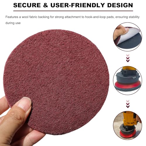 15 Pack 5 Inch Hoop and Loop Multipurpose Scrubber Scouring Pads - Flocking Scuff Pads, Conditioning Discs Polishing Pads for Furniture Automotive Cleaning, Rust Removal