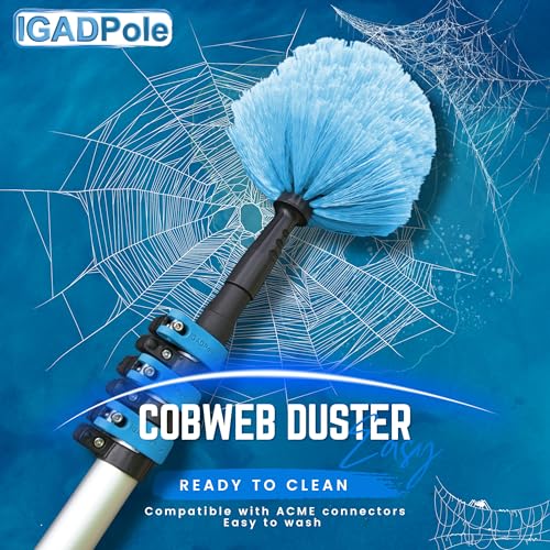 IGADPole 17 FT Water-Fed Washing Kit with Soap-Dispenser, Brush, 10″ Squeegee & Cobweb Duster for Windows, Gutters, Solar Panels & Exterior Walls - size: 17 ft Pole