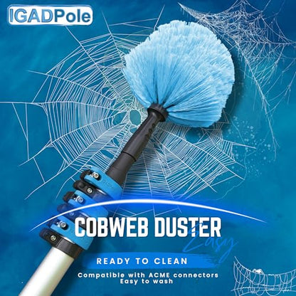 IGADPole 17 FT Water-Fed Washing Kit with Soap-Dispenser, Brush, 10″ Squeegee & Cobweb Duster for Windows, Gutters, Solar Panels & Exterior Walls - size: 17 ft Pole