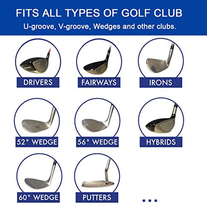 Bulex Golf Club Groove Sharpener, Re-Grooving Tool and Cleaner for Wedges & Irons - Generate Optimal Backspin - Suitable for U & V-Grooves - color: Gold