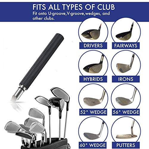 Bulex Golf Club Groove Sharpener, Re-Grooving Tool and Cleaner for Wedges & Irons - Generate Optimal Backspin - Suitable for U & V-Grooves - color: Black