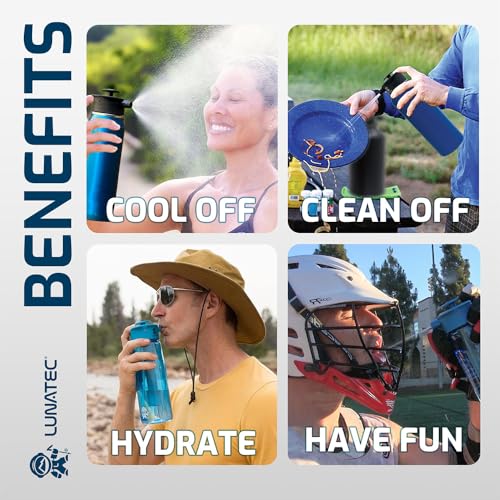 Lunatec® Mist, Shower & Hydration Spray Lid. 3-in-1 Cooling, Cleaning & Hyydration. Fits Hydro Flask®, Thermoflask®, Nalgene® & Takeya®. - style: Fits Hydroflask Thermoflask